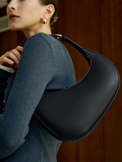 Versatile Half-Moon Leather Bag