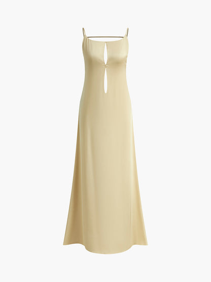 Satin Open-Back Slip Dress