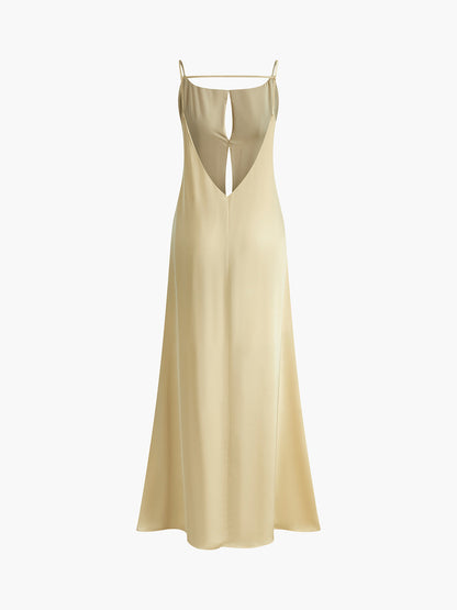 Satin Open-Back Slip Dress