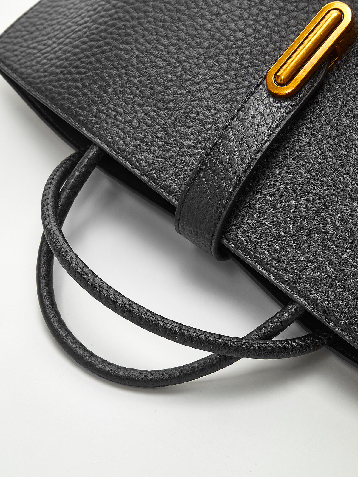 Textured Leather Top-Handle Bag - Divine