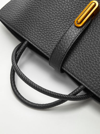 Textured Leather Top-Handle Bag - Divine