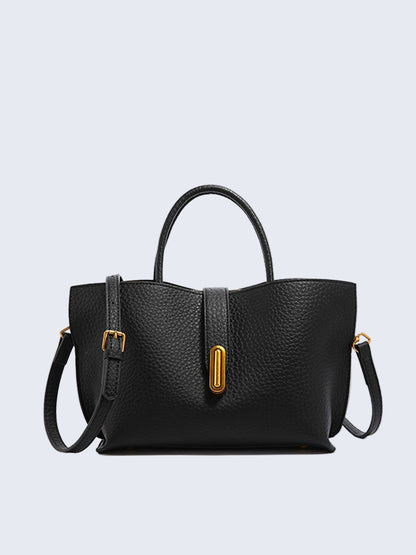 Textured Leather Top-Handle Bag - Divine