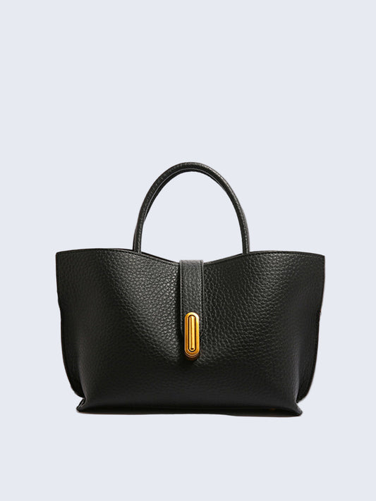 Textured Leather Top-Handle Bag - Divine