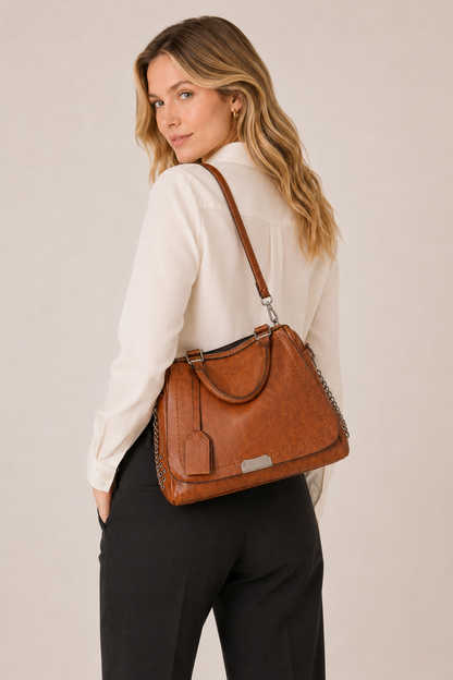 Women's Genuine Leather Handbag - Victorie
