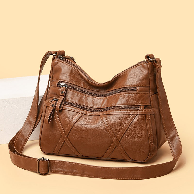 Genuine Leather Crossbody Bag - Madrid