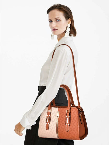 Women's Leather Handbag - Duo Elegance
