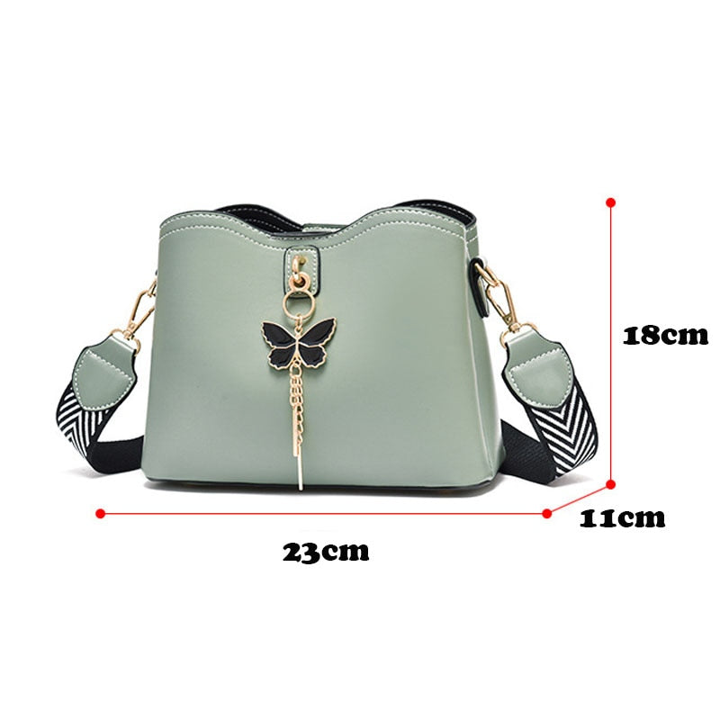 Women's Leather Handbag - Butterfly
