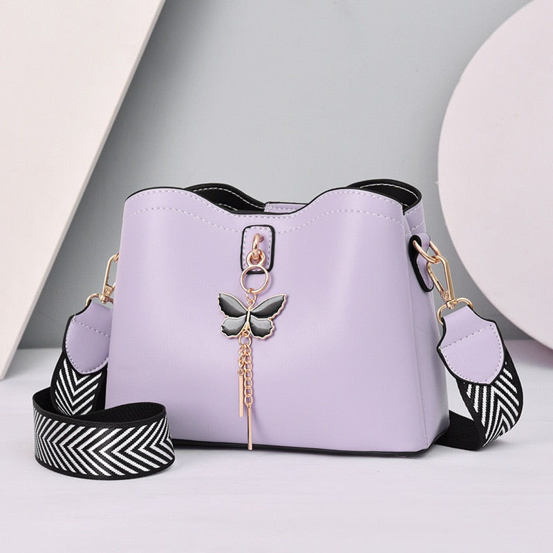 Women's Leather Handbag - Butterfly