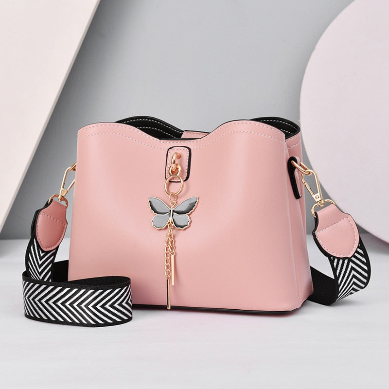 Women's Leather Handbag - Butterfly