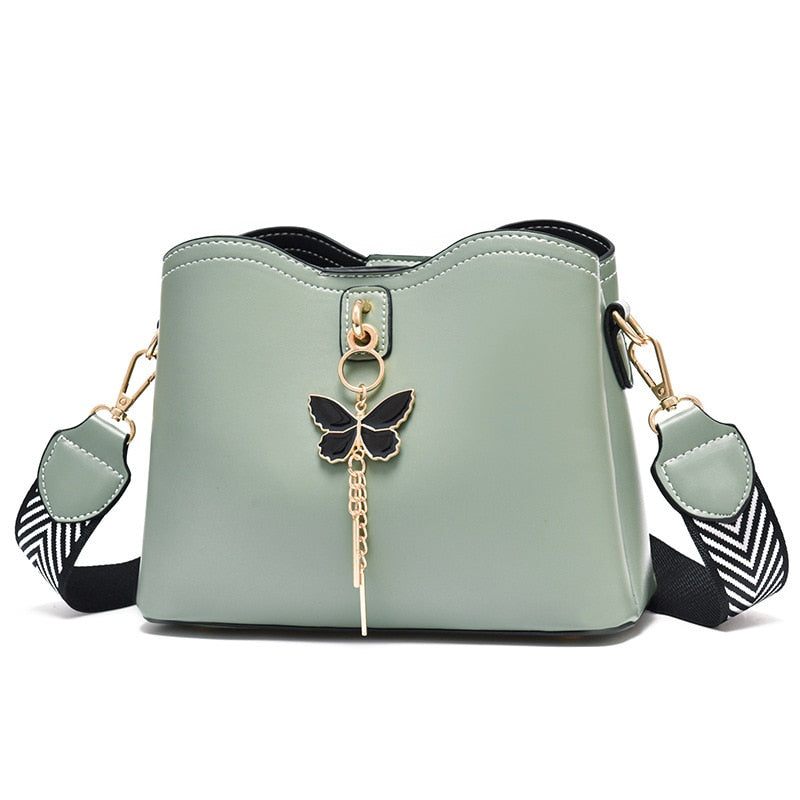Women's Leather Handbag - Butterfly