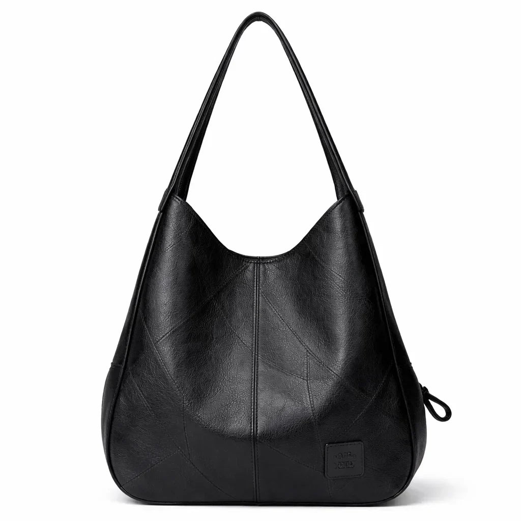 Women's Premium Leather Hobo Bag with Patchwork Texture – Bordeaux