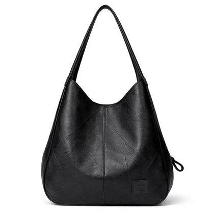 Women's Premium Leather Hobo Bag with Patchwork Texture – Bordeaux