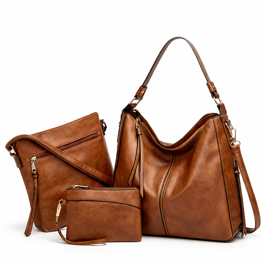 Premium Leather 3-in-1 Women's Bag Set: Hobo, Crossbody, and Clutch – Corsica