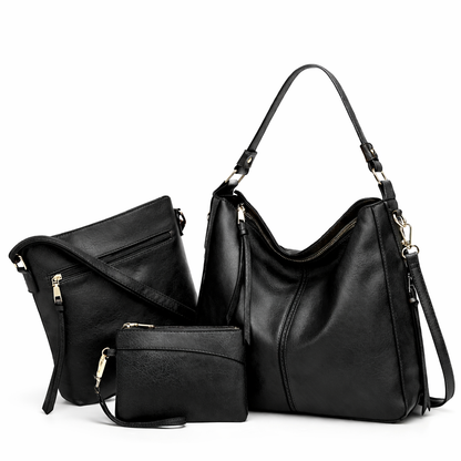 Premium Leather 3-in-1 Women's Bag Set: Hobo, Crossbody, and Clutch – Corsica