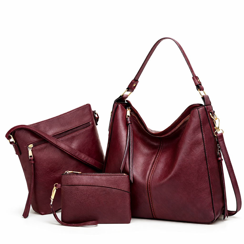 Premium Leather 3-in-1 Women's Bag Set: Hobo, Crossbody, and Clutch – Corsica