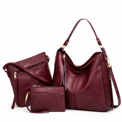 Premium Leather 3-in-1 Women's Bag Set: Hobo, Crossbody, and Clutch – Corsica
