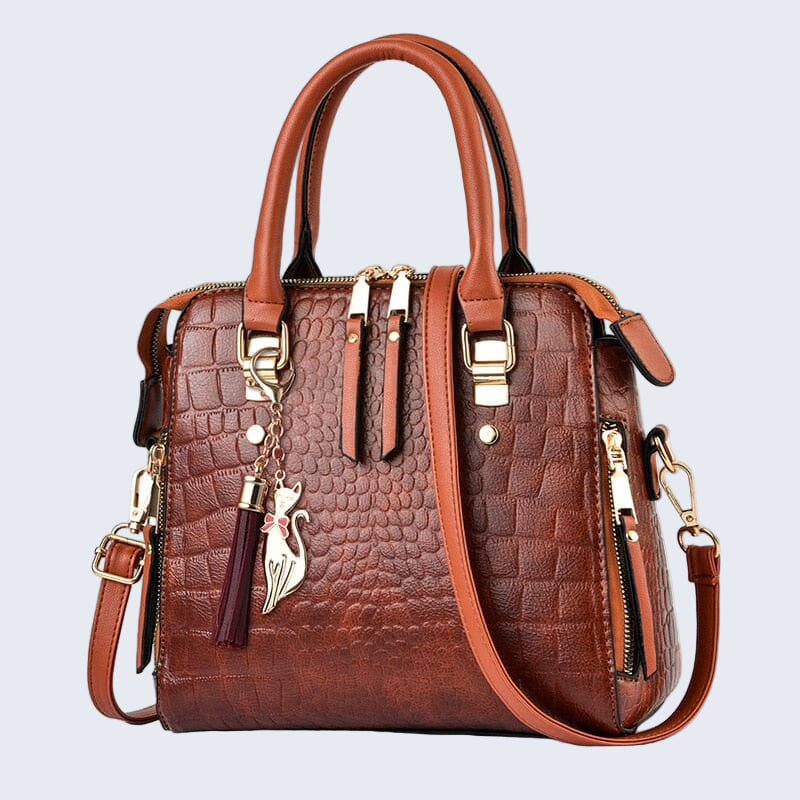 Crocodile-Effect Leather Bag – Glamour