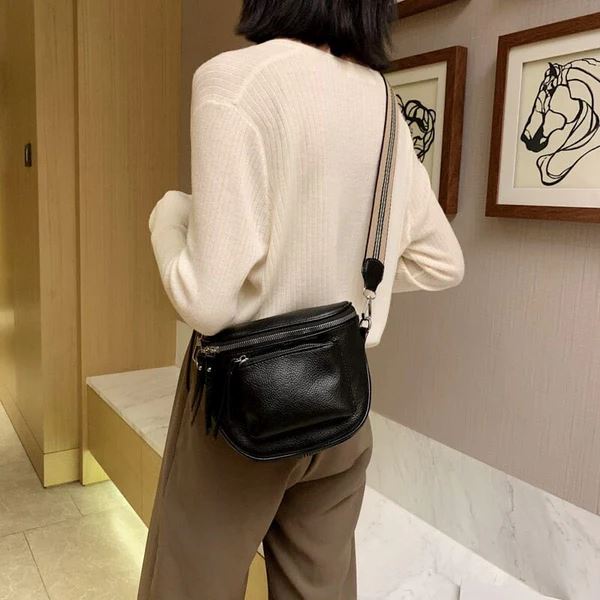 Compact Women's Leather Handbag - Elegance