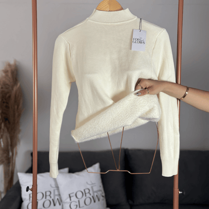 Ribbed Mock Neck Cropped Sweater