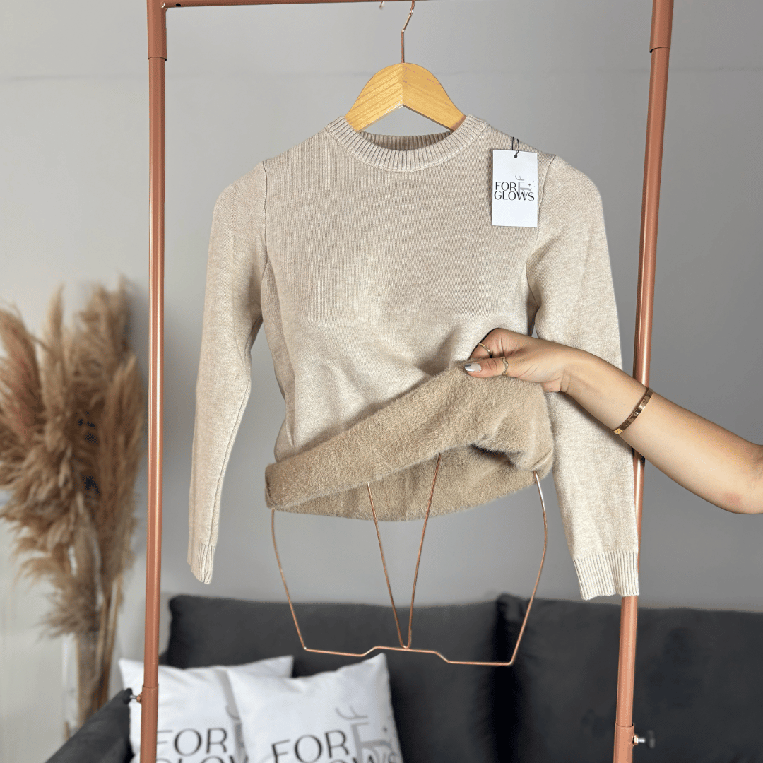 Plush Fleece Round Neck Long Sleeve Top