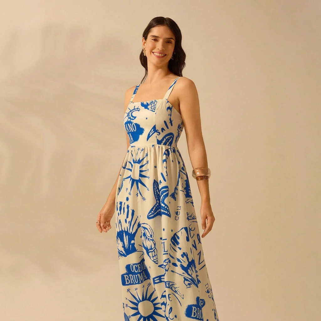 Open-Back Printed Maxi Dress