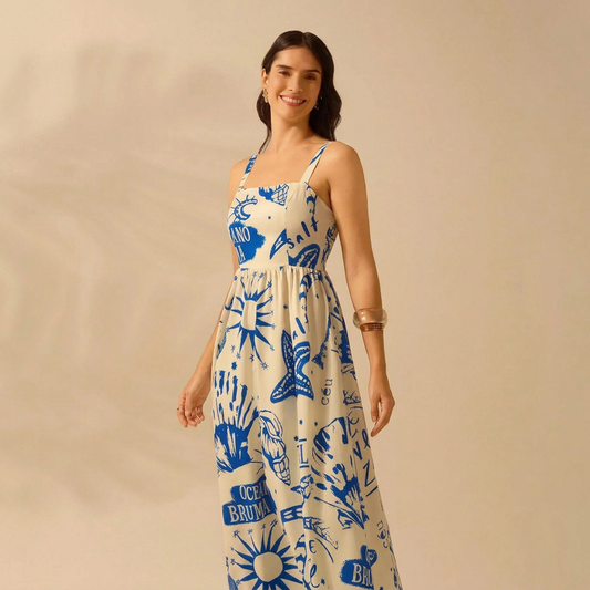 Open-Back Printed Maxi Dress