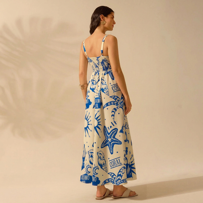 Open-Back Printed Maxi Dress