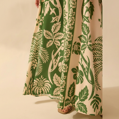 Tropical Print Tie-Front Maxi Dress